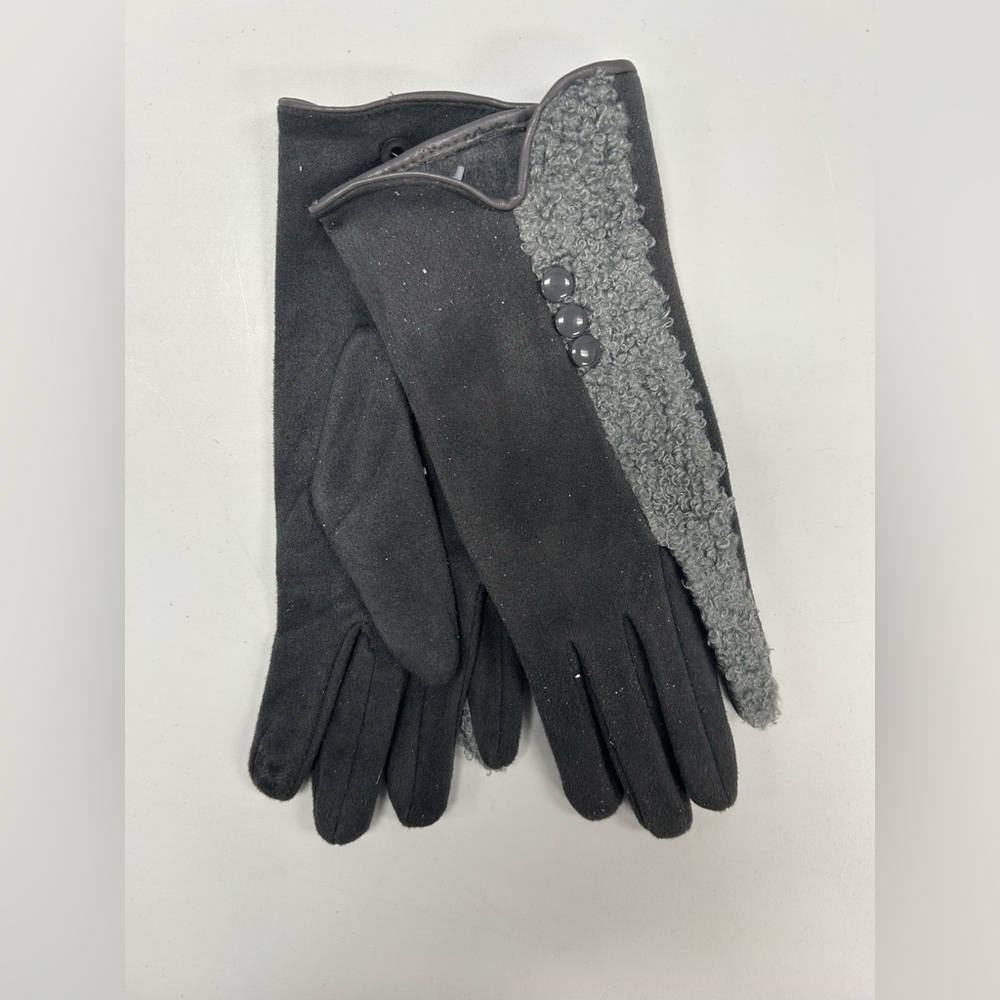 Dark Grey Faux Suede Touchscreen Gloves